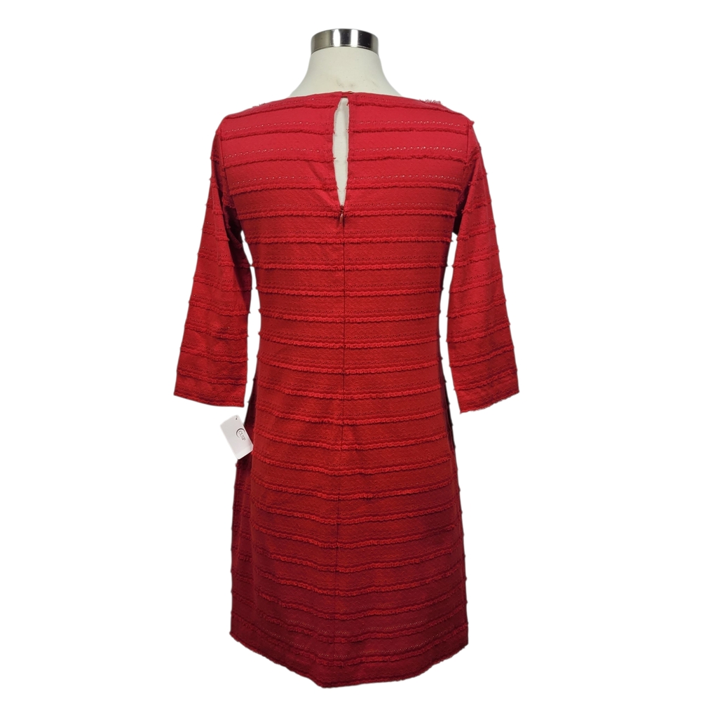 Trina Turk Ain't Misbehaving 3/4 Sleeve Fringe Eyelet Sheath Dress Size 0 - Picture 6 of 10
